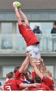 30 March 2018; Sean O'Connor of Munster takes a lineout during the British & Irish Cup Quarter-Final match between Leinster A and Munster A at Energia Park in Donnybrook, Dublin. Photo by Eoin Smith/Sportsfile