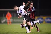30 March 2018; Michael Duffy of Dundalk in action against Dylan Watts of Bohemians during the SSE Airtricity League Premier Division match between Dundalk and Bohemians at Oriel Park in Louth. Photo by Stephen McCarthy/Sportsfile