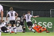 30 March 2018; Dundalk goalkeeper Gabriel Sava saves from Eoghan Stokes of Bohemians during the SSE Airtricity League Premier Division match between Dundalk and Bohemians at Oriel Park in Louth. Photo by Stephen McCarthy/Sportsfile