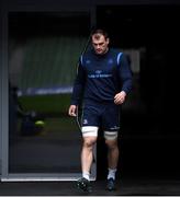 31 March 2018; Rhys Ruddock arrives for the Leinster Rugby captain's run at the Aviva Stadium in Dublin. Photo by Ramsey Cardy/Sportsfile