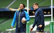 31 March 2018; Garry Ringrose, right, and James Lowe during the Leinster Rugby captain's run at the Aviva Stadium in Dublin. Photo by Ramsey Cardy/Sportsfile
