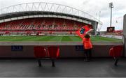 31 March 2018; A young supporter arrives at the ground prior to the European Rugby Champions Cup quarter-final match between Munster and Toulon at Thomond Park in Limerick. Photo by Brendan Moran/Sportsfile