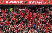 31 March 2018; Munster supporters during the European Rugby Champions Cup quarter-final match between Munster and RC Toulon at Thomond Park in Limerick.  Photo by Ray McManus/Sportsfile.