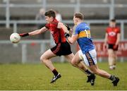 31 March 2018; Conor Maginn of Down in action against Liam McGrath of Tipperary during the Allianz Football League Roinn 2 Round 6 match between Down and Tipperary at Páirc Esler in Newry, Co Down. Photo by Oliver McVeigh/Sportsfile