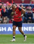 31 March 2018; Simon Zebo of Munster leaves the pitch with an injury during the European Rugby Champions Cup quarter-final match between Munster and RC Toulon at Thomond Park in Limerick. Photo by Brendan Moran/Sportsfile