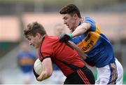 31 March 2018; Conor Maginn of Down in action against Jack Kennedy of Tipperary during the Allianz Football League Roinn 2 Round 6 match between Down and Tipperary at Páirc Esler in Newry, Co Down. Photo by Oliver McVeigh/Sportsfile