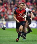 31 March 2018; Darren Sweetnam of Munster is tackled by Semi Radradra of RC Toulon leading to a penalty for Munster during the European Rugby Champions Cup quarter-final match between Munster and RC Toulon at Thomond Park in Limerick. Photo by Brendan Moran/Sportsfile