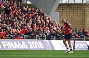 31 March 2018; Simon Zebo of Munster leaves the pitch after picking up an injury during the European Rugby Champions Cup quarter-final match between Munster and RC Toulon at Thomond Park in Limerick. Photo by Diarmuid Greene/Sportsfile