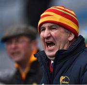 31 March 2018; A Carlow supporter reacts during the Allianz Football League Division 4 Final match between Carlow and Laois at Croke Park in Dublin. Photo by David Fitzgerald/Sportsfile