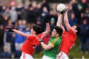31 March 2018; Emmet Carolan, left, and Tommy Durnin of Louth in action against Donal Lenihan of Meath during the Allianz Football League Roinn 2 Round 6 match between Louth and Meath at the Gaelic Grounds in Drogheda, Co Louth. Photo by Ramsey Cardy/Sportsfile