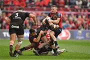 31 March 2018; Semi Radradra of RC Toulon is tackled by Conor Murray and Andrew Conway of Munster during the European Rugby Champions Cup quarter-final match between Munster and RC Toulon at Thomond Park in Limerick. Photo by Brendan Moran/Sportsfile