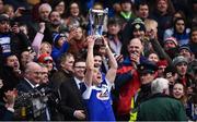 31 March 2018; Laois captain Stephen Attride lifts the trophy following the Allianz Football League Division 4 Final match between Carlow and Laois at Croke Park in Dublin. Photo by David Fitzgerald/Sportsfile