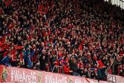 31 March 2018; Munster supporters celebrate after Andrew Conway scored their side's second try during the European Rugby Champions Cup quarter-final match between Munster and RC Toulon at Thomond Park in Limerick. Photo by Ray McManus/Sportsfile