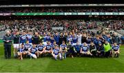 31 March 2018; Laois players and backroom staff celebrate with the cup after the Allianz Football League Division 4 Final match between Carlow and Laois at Croke Park in Dublin. Photo by Piaras Ó Mídheach/Sportsfile