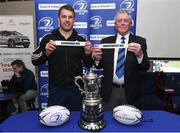 31 March 2018; Sean O'Brien of Leinster and Leinster Rugby Junior Vice President Robert Deacon, right, draw Ashbourne RFC and Enniscorthy RFC during the draw for the semifinal of the Bank of Ireland Provincial Towns Cup at Gorey RFC Clubhouse in Wexford. Photo by Matt Browne/Sportsfile