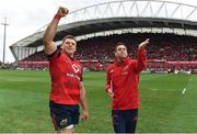 31 March 2018; Munster's CJ Stander, left, and head coach Johann van Graan celebrate after the European Rugby Champions Cup quarter-final match between Munster and RC Toulon at Thomond Park in Limerick. Photo by Brendan Moran/Sportsfile