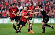 31 March 2018; Andrew Conway of Munster beats the tackle of Francois Trinh-Duc of RC Toulon on the way to scoring his side's second try during the European Rugby Champions Cup quarter-final match between Munster and RC Toulon at Thomond Park in Limerick. Photo by Brendan Moran/Sportsfile