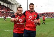 31 March 2018; CJ Stander and Gerbrandt Grobler of Munster celebrate after the European Rugby Champions Cup quarter-final match between Munster and RC Toulon at Thomond Park in Limerick. Photo by Diarmuid Greene/Sportsfile
