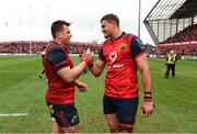 31 March 2018; CJ Stander and Gerbrandt Grobler of Munster celebrate after the European Rugby Champions Cup quarter-final match between Munster and RC Toulon at Thomond Park in Limerick. Photo by Diarmuid Greene/Sportsfile