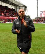 31 March 2018; Simon Zebo of Munster applauds supporters after the European Rugby Champions Cup quarter-final match between Munster and RC Toulon at Thomond Park in Limerick. Photo by Diarmuid Greene/Sportsfile