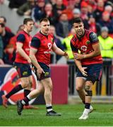 31 March 2018; Conor Murray of Munster holds his arm during the European Rugby Champions Cup quarter-final match between Munster and RC Toulon at Thomond Park in Limerick. Photo by Brendan Moran/Sportsfile