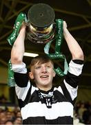 31 March 2018; St Kieran's College captain Daithí Barron lifts the Croke Cup following the Masita GAA All Ireland Post Primary Schools Croke Cup Final match between Presentation College and St Kieran's College at Semple Stadium in Thurles, Co Tipperary. Photo by Stephen McCarthy/Sportsfile