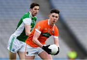 31 March 2018; Ben Crealey of Armagh in action against Eoin Donnelly of Fermanagh during the Allianz Football League Division 3 Final match between Armagh and Fermanagh at Croke Park in Dublin. Photo by Piaras Ó Mídheach/Sportsfile
