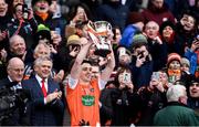 31 March 2018; Armagh captain Rory Grugan celebrates with the cup following the Allianz Football League Division 3 Final match between Armagh and Fermanagh at Croke Park in Dublin. Photo by David Fitzgerald/Sportsfile