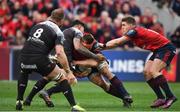 31 March 2018; CJ Stander of Munster is tackled by Malakai Fekitoa of RC Toulon during the European Rugby Champions Cup quarter-final match between Munster and RC Toulon at Thomond Park in Limerick. Photo by Brendan Moran/Sportsfile