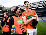 31 March 2018; Armagh selector Jim McCorry celebrates with Ben Crealey of Armagh following the Allianz Football League Division 3 Final match between Armagh and Fermanagh at Croke Park in Dublin. Photo by David Fitzgerald/Sportsfile