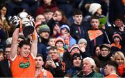 31 March 2018; Patrick Burns of Armagh lifts the cup following the Allianz Football League Division 3 Final match between Armagh and Fermanagh at Croke Park in Dublin. Photo by David Fitzgerald/Sportsfile