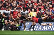 31 March 2018; Josua Tuisova of RC Toulon in action against Alex Wootton of Munster during the European Rugby Champions Cup quarter-final match between Munster and RC Toulon at Thomond Park in Limerick. Photo by Diarmuid Greene/Sportsfile