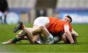 31 March 2018; Andrew Murnin of Armagh tussles with Daniel Teague of Fermanagh during the Allianz Football League Division 3 Final match between Armagh and Fermanagh at Croke Park in Dublin. Photo by David Fitzgerald/Sportsfile