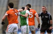 31 March 2018; Aidan Forker of Armagh tussles with Ruairí Corrigan of Fermanagh during the Allianz Football League Division 3 Final match between Armagh and Fermanagh at Croke Park in Dublin. Photo by David Fitzgerald/Sportsfile