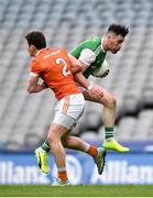 31 March 2018; Barry Mulrone of Fermanagh in action against Patrick Burns of Armagh during the Allianz Football League Division 3 Final match between Armagh and Fermanagh at Croke Park in Dublin. Photo by David Fitzgerald/Sportsfile