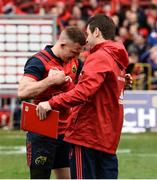 31 March 2018; Andrew Conway of Munster celebrates with head coach Johann van Graan after the European Rugby Champions Cup quarter-final match between Munster and RC Toulon at Thomond Park in Limerick. Photo by Diarmuid Greene/Sportsfile