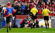 31 March 2018; Simon Zebo of Munster is treated for an injury during the European Rugby Champions Cup quarter-final match between Munster and RC Toulon at Thomond Park in Limerick. Photo by Brendan Moran/Sportsfile