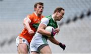 31 March 2018; Che Cullen of Fermanagh in action against Ethan Rafferty of Armagh during the Allianz Football League Division 3 Final match between Armagh and Fermanagh at Croke Park in Dublin. Photo by David Fitzgerald/Sportsfile
