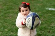 31 March 2018; Sofia Zebo, daughter of Munster's Simon Zebo, on the pitch after the European Rugby Champions Cup quarter-final match between Munster and RC Toulon at Thomond Park in Limerick. Photo by Diarmuid Greene/Sportsfile