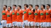 31 March 2018; Armagh players stand for the National Anthem before the Allianz Football League Division 3 Final match between Armagh and Fermanagh at Croke Park in Dublin. Photo by Piaras Ó Mídheach/Sportsfile