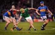 31 March 2018; Dan Morrissey of Limerick in action against Billy McCarthy, left, and John McGrath of Tipperary during the Allianz Hurling League Division 1 semi-final match between Tipperary and Limerick at Semple Stadium in Thurles, Tipperary. Photo by Stephen McCarthy/Sportsfile