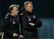 30 March 2018; Derry City Manager Kenny Shiels, right, and assistant manager Hugh Harkin during the SSE Airtricity League Premier Division match between Derry City and St Patrick's Athletic at the Brandywell Stadium in Derry. Photo by Oliver McVeigh/Sportsfile