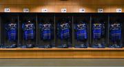 1 April 2018; Leinster jerseys hang in the dressing room ahead of the European Rugby Champions Cup quarter-final match between Leinster and Saracens at the Aviva Stadium in Dublin. Photo by Ramsey Cardy/Sportsfile