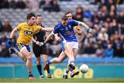 1 April 2018; Conor Bradley of Cavan shoots to score his side's first goal during the Allianz Football League Division 2 Final match between Cavan and Roscommon at Croke Park in Dublin. Photo by Stephen McCarthy/Sportsfile