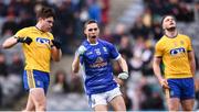 1 April 2018; Conor Bradley of Cavan celebrates after scoring his side's first goal during the Allianz Football League Division 2 Final match between Cavan and Roscommon at Croke Park in Dublin. Photo by Stephen McCarthy/Sportsfile