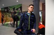 1 April 2018; Jonathan Sexton of Leinster arrives ahead of the European Rugby Champions Cup quarter-final match between Leinster and Saracens at the Aviva Stadium in Dublin. Photo by Ramsey Cardy/Sportsfile