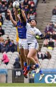 1 April 2018; Cavan goalkeeper Raymond Galligan and team-mate Pádraig Faulkner in action against Ciarán Lennon of Roscommon during the Allianz Football League Division 2 Final match between Cavan and Roscommon at Croke Park in Dublin. Photo by Piaras Ó Mídheach/Sportsfile