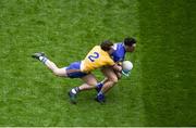 1 April 2018; Caoimhín O'Reilly of Cavan in action against David Murray of Roscommon during the Allianz Football League Division 2 Final match between Cavan and Roscommon at Croke Park in Dublin. Photo by Daire Brennan/Sportsfile
