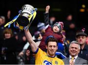 1 April 2018; Roscommon captain Conor Devaney lifts the cup following the Allianz Football League Division 2 Final match between Cavan and Roscommon at Croke Park in Dublin. Photo by Stephen McCarthy/Sportsfile