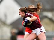 1 April 2018; Ailbhe Davoren of Galway in action against Aisling Kelleher of Cork during the Lidl Ladies Football National League Division 1 Round 7 match between Galway and Cork at Clonberne GAA Pitch in Ballinasloe, Co Galway. Photo by Eóin Noonan/Sportsfile
